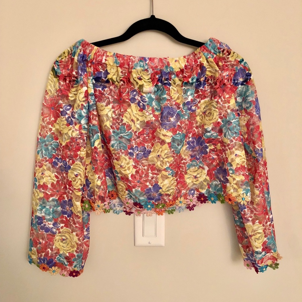 LF Floral Off The Shoulder Crop Top Small